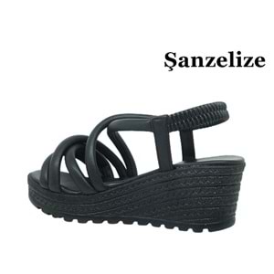Z- ŞANZELİZE SANDALET - K-300 - CİLT-SİYAH