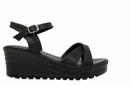 Z- ŞANZELİZE SANDALET - K-302 - SİYAH-CİLT