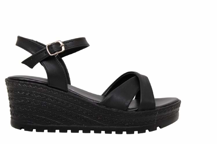 Z- ŞANZELİZE SANDALET - K-302 - SİYAH-CİLT