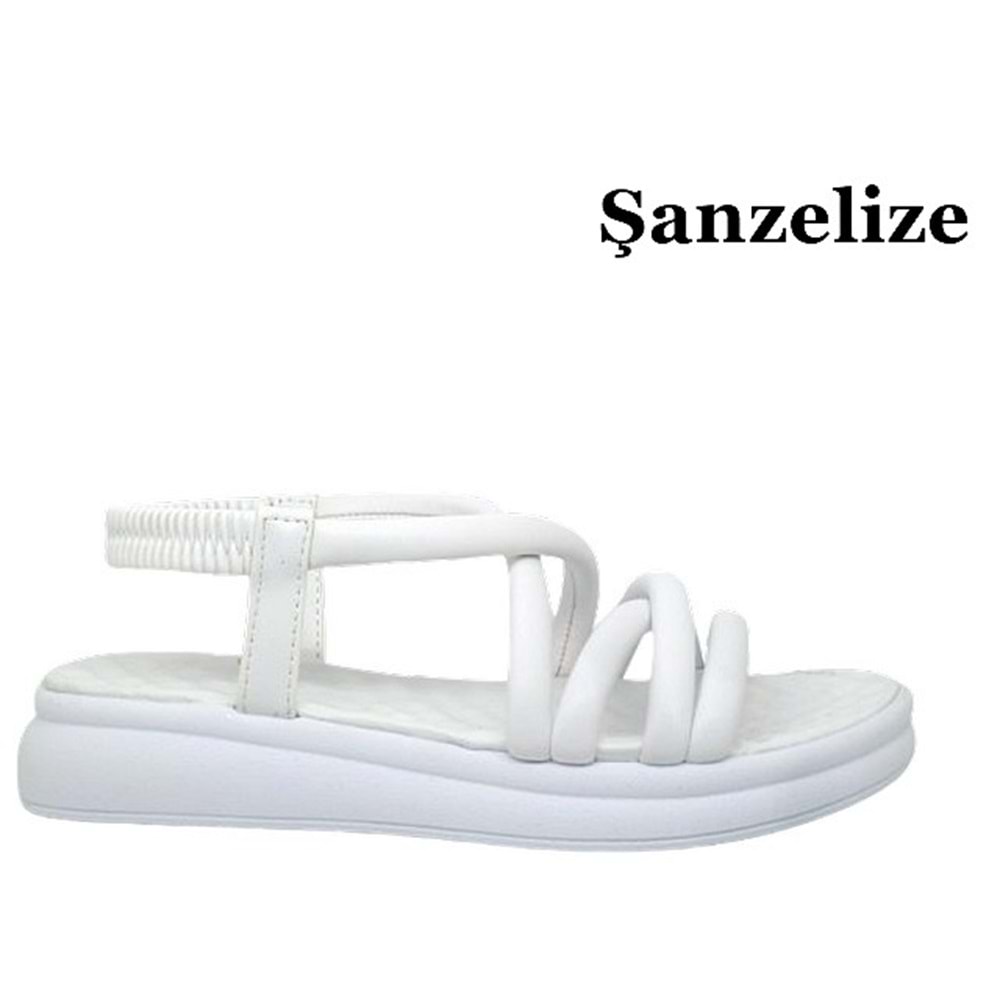 Z- ŞANZELİZE SANDALET - K-400 - CİLT-BEYAZ