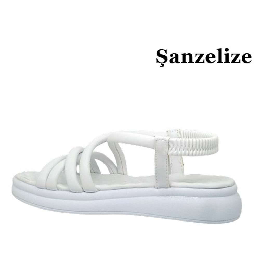 Z- ŞANZELİZE SANDALET - K-400 - CİLT-BEYAZ