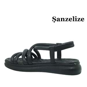 Z- ŞANZELİZE SANDALET - K-400 - CİLT-SİYAH