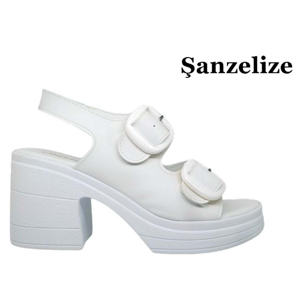 Z- ŞANZELİZE SANDALET - K-506 - BEYAZ-CİLT-BEYAZ-TOKA