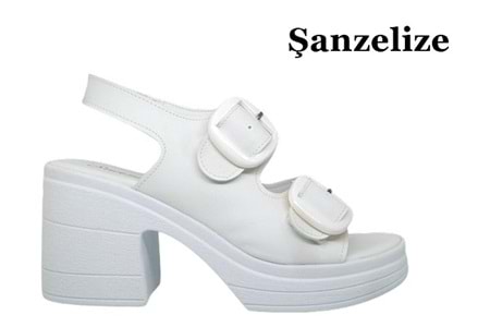 Z- ŞANZELİZE SANDALET - K-506 - BEYAZ-CİLT-BEYAZ-TOKA