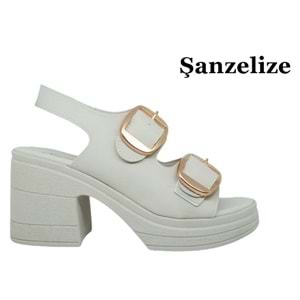 Z- ŞANZELİZE SANDALET - K-506 - BEJ-CİLT-ALTIN-TOKA
