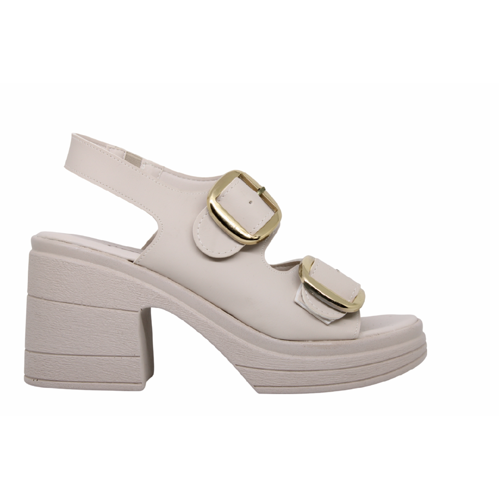 Z- ŞANZELİZE SANDALET - K-506 - BEJ-CİLT-ALTIN-TOKA