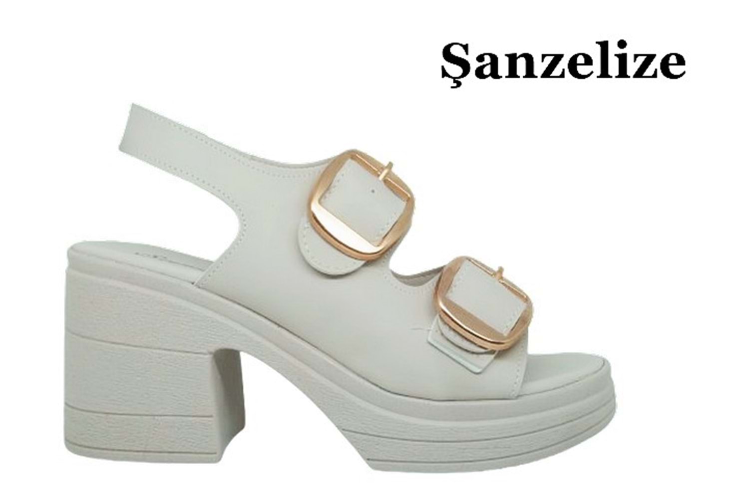 Z- ŞANZELİZE SANDALET - K-506 - BEJ-CİLT-ALTIN-TOKA