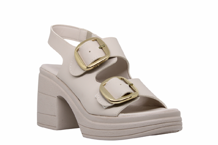 Z- ŞANZELİZE SANDALET - K-506 - BEJ-CİLT-ALTIN-TOKA