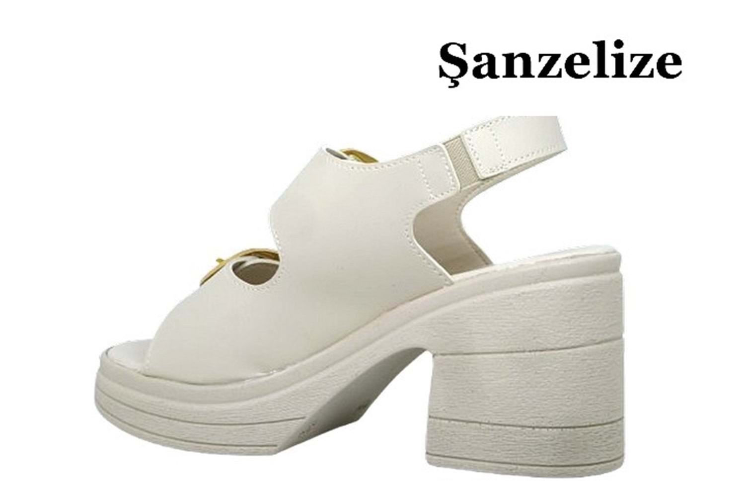 Z- ŞANZELİZE SANDALET - K-506 - BEJ-CİLT-ALTIN-TOKA