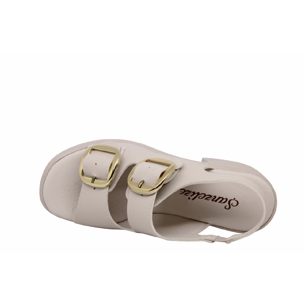 Z- ŞANZELİZE SANDALET - K-506 - BEJ-CİLT-ALTIN-TOKA