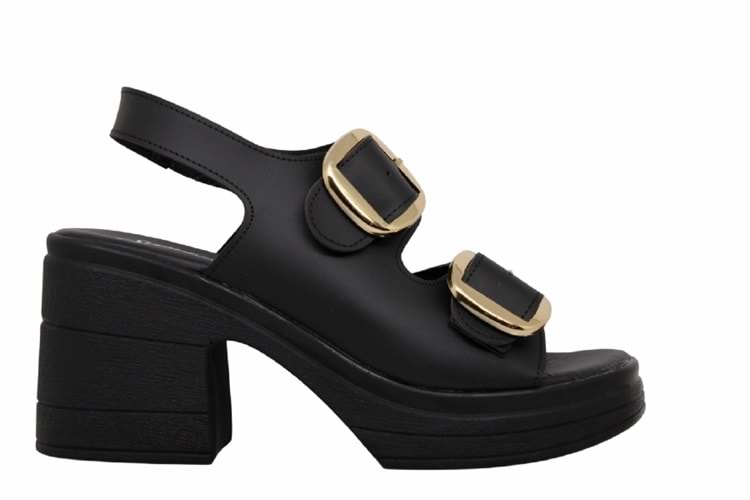 Z- ŞANZELİZE SANDALET - K-506 - SİYAH-CİLT