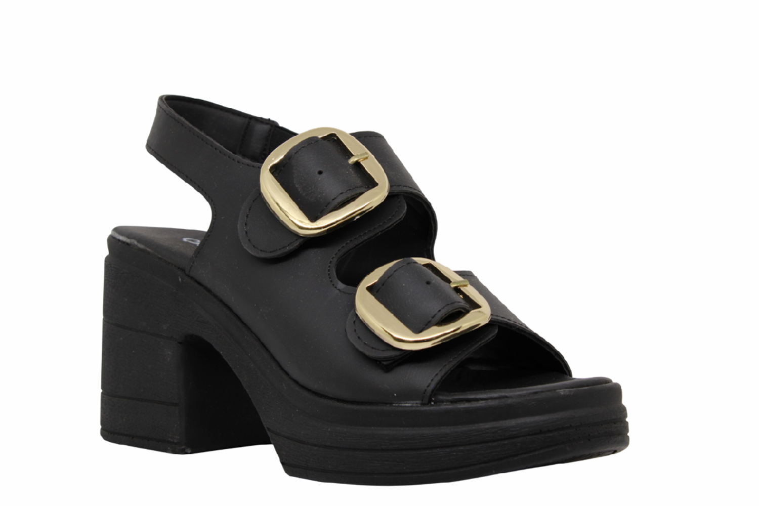 Z- ŞANZELİZE SANDALET - K-506 - SİYAH-CİLT-ALTIN-TOKA