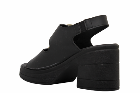 Z- ŞANZELİZE SANDALET - K-506 - SİYAH-CİLT-ALTIN-TOKA