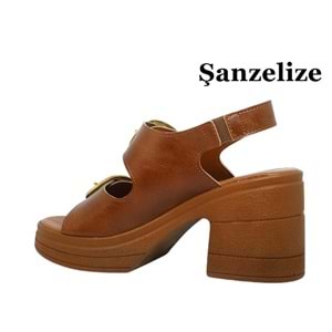 Z- ŞANZELİZE SANDALET - K-506 - TABA-CİLT-ALTIN-TOKA