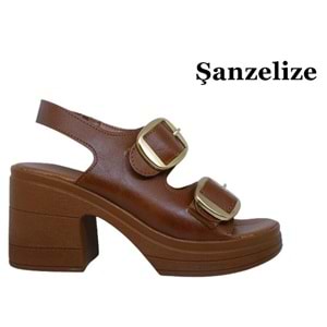 Z- ŞANZELİZE SANDALET - K-506 - TABA-CİLT-ALTIN-TOKA