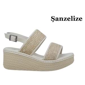 Z- ŞANZELİZE SANDALET - K-701 - HASIR ÖRGÜ - BEJ