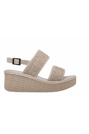 Z- ŞANZELİZE SANDALET - K-701 - HASIR ÖRGÜ - BEJ