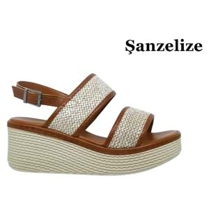 Z- ŞANZELİZE SANDALET - K-701 - HASIR ÖRGÜ - TABA