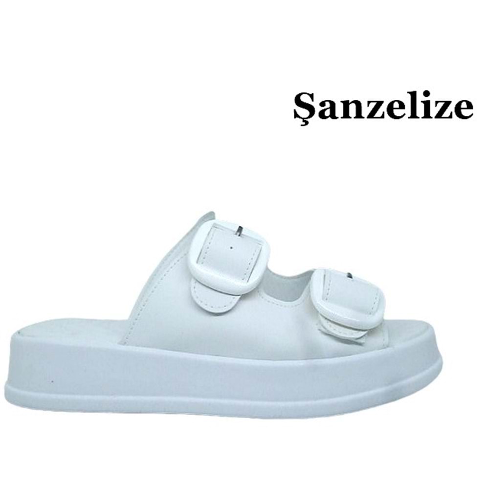 Z- ŞANZELİZE TERLİK - K-105 - BEYAZ-CİLT-BEYAZ-TOKA