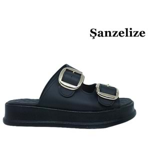 Z- ŞANZELİZE TERLİK - K-105 - SİYAH-CİLT-ALTIN-TOKA