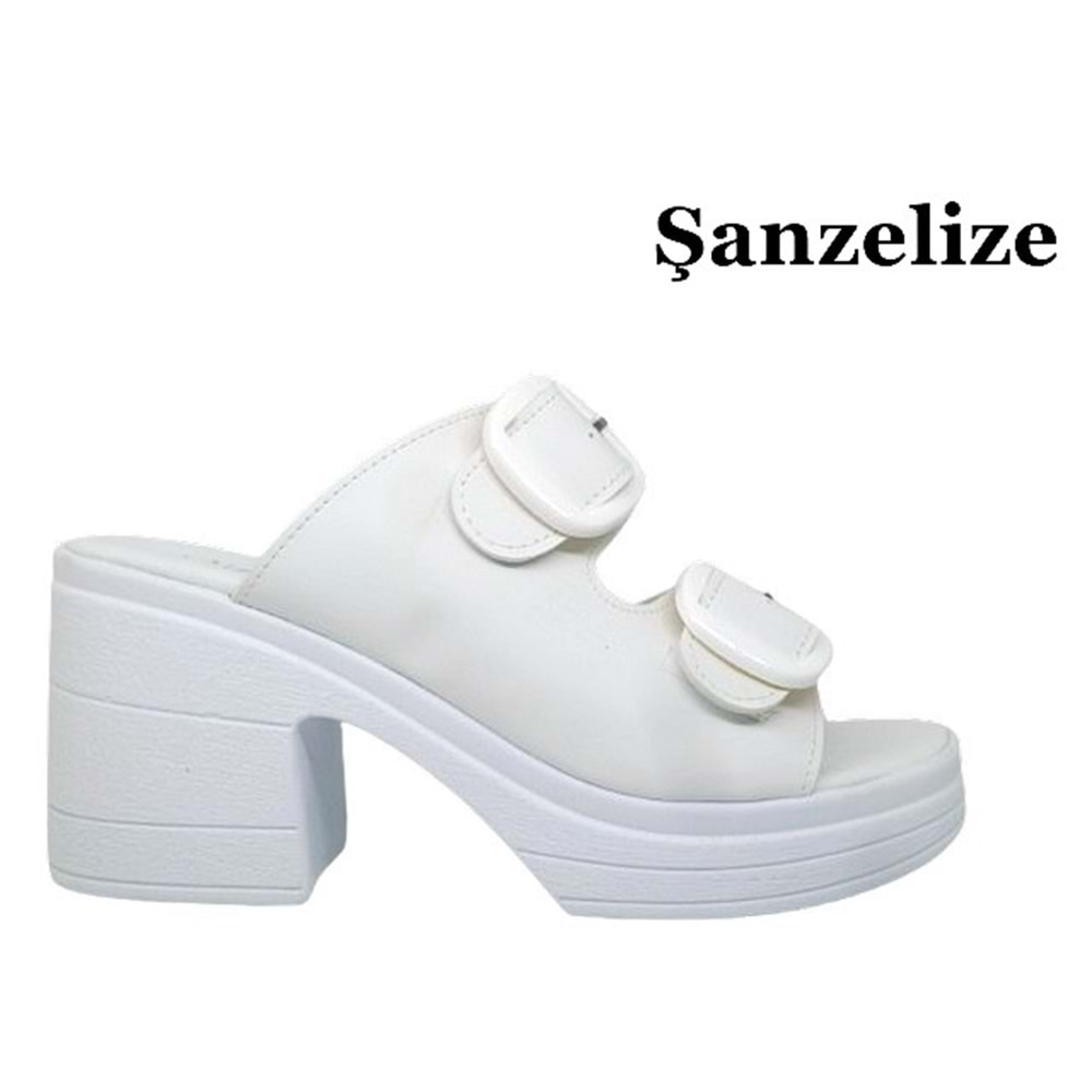 Z- ŞANZELİZE TERLİK - K-505 - BEYAZ-CİLT-BEYAZ-TOKA