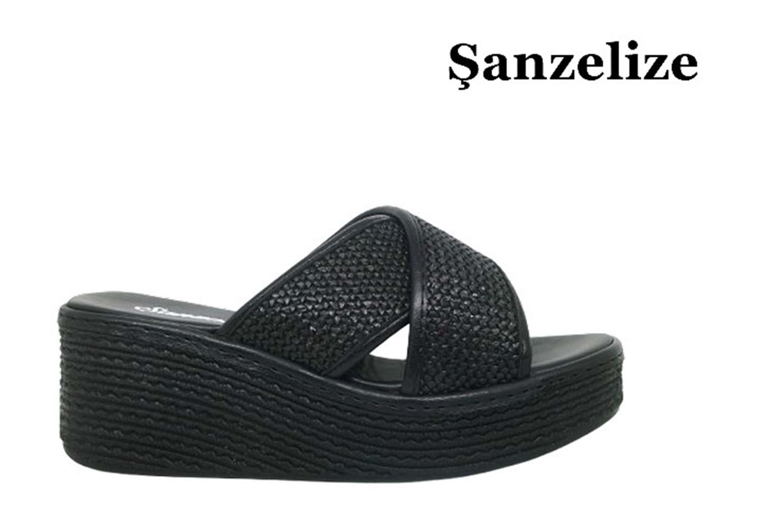 Z- ŞANZELİZE TERLİK - K-702 - HASIR ÖRGÜ - SİYAH
