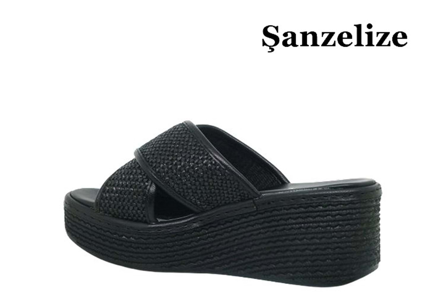 Z- ŞANZELİZE TERLİK - K-702 - HASIR ÖRGÜ - SİYAH