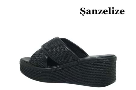 Z- ŞANZELİZE TERLİK - K-702 - HASIR ÖRGÜ - SİYAH