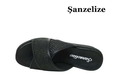 Z- ŞANZELİZE TERLİK - K-702 - HASIR ÖRGÜ - SİYAH