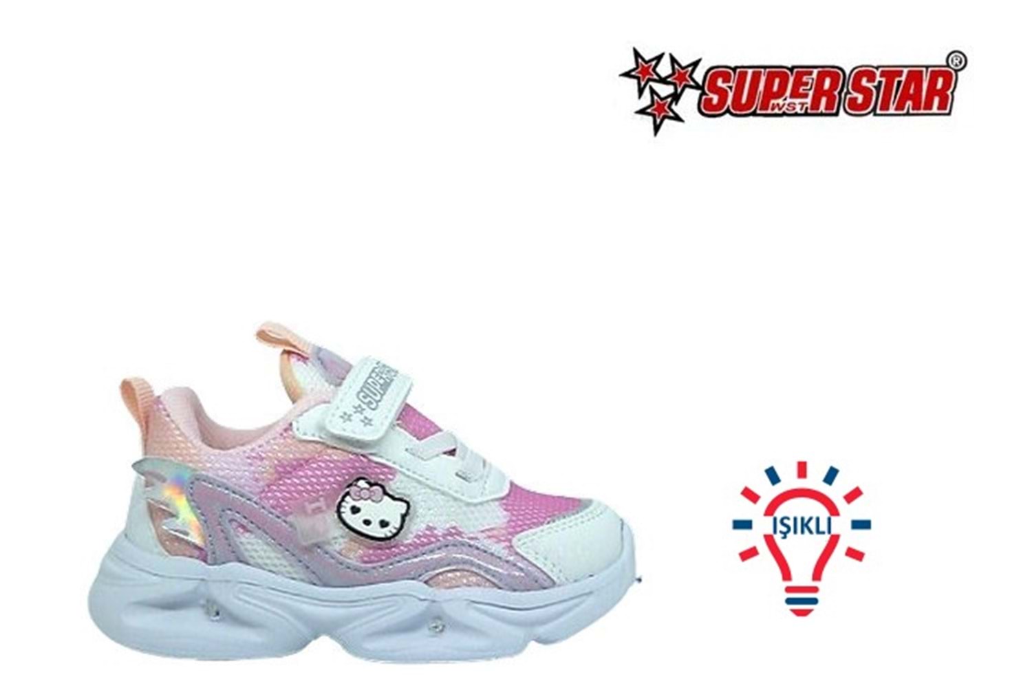 B- SÜPERSTAR SPOR IŞIKLI - 305-10 - ANORAK / BEYAZ-PEMBE-GRİ