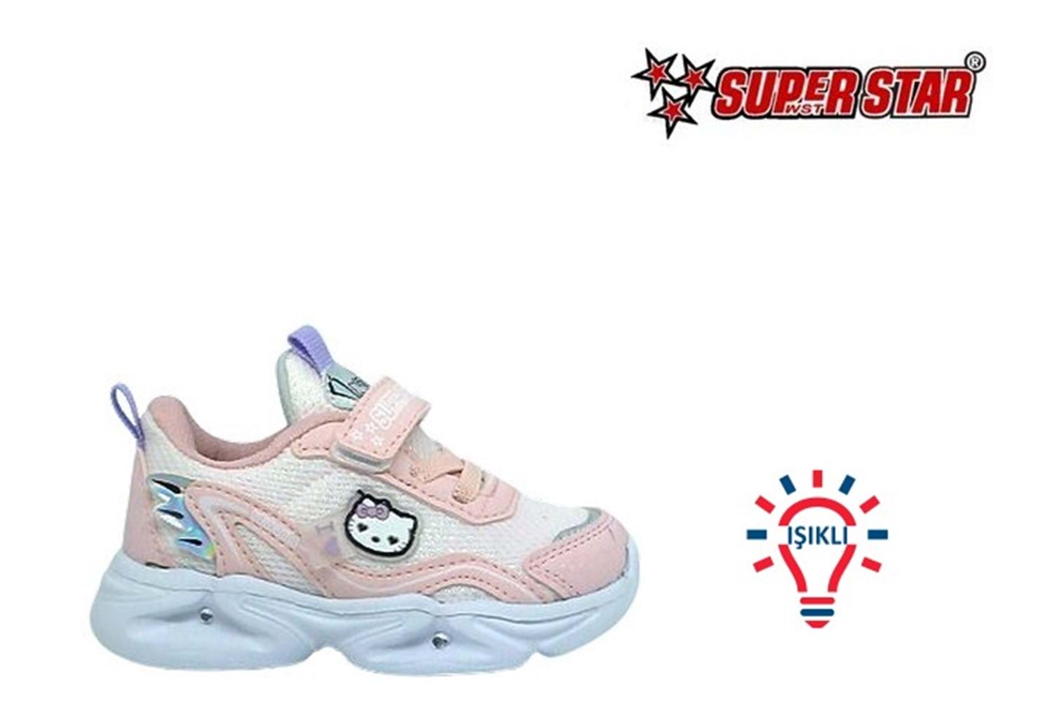 B- SÜPERSTAR SPOR IŞIKLI - 305-19 - ANORAK / PUDRA-R-GÜMÜŞ-BEYAZ