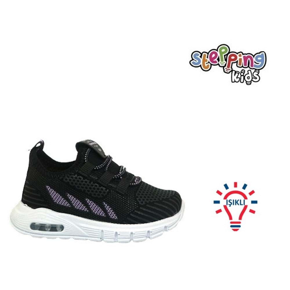 B- STEPPİNG SPOR IŞIKLI - 126 - VELVET / SİYAH-LİLA