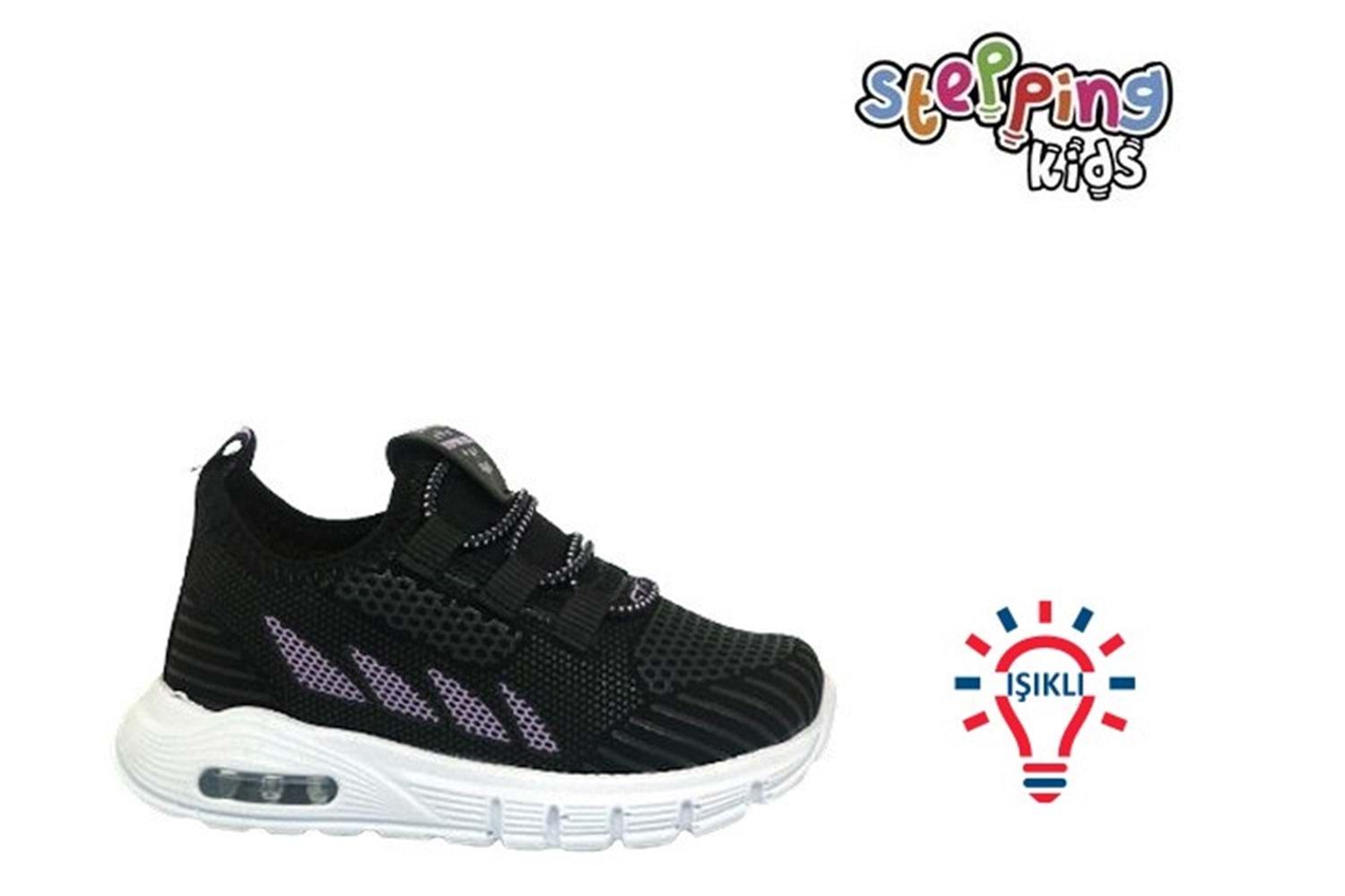 B- STEPPİNG SPOR IŞIKLI - 126 - VELVET / SİYAH-LİLA