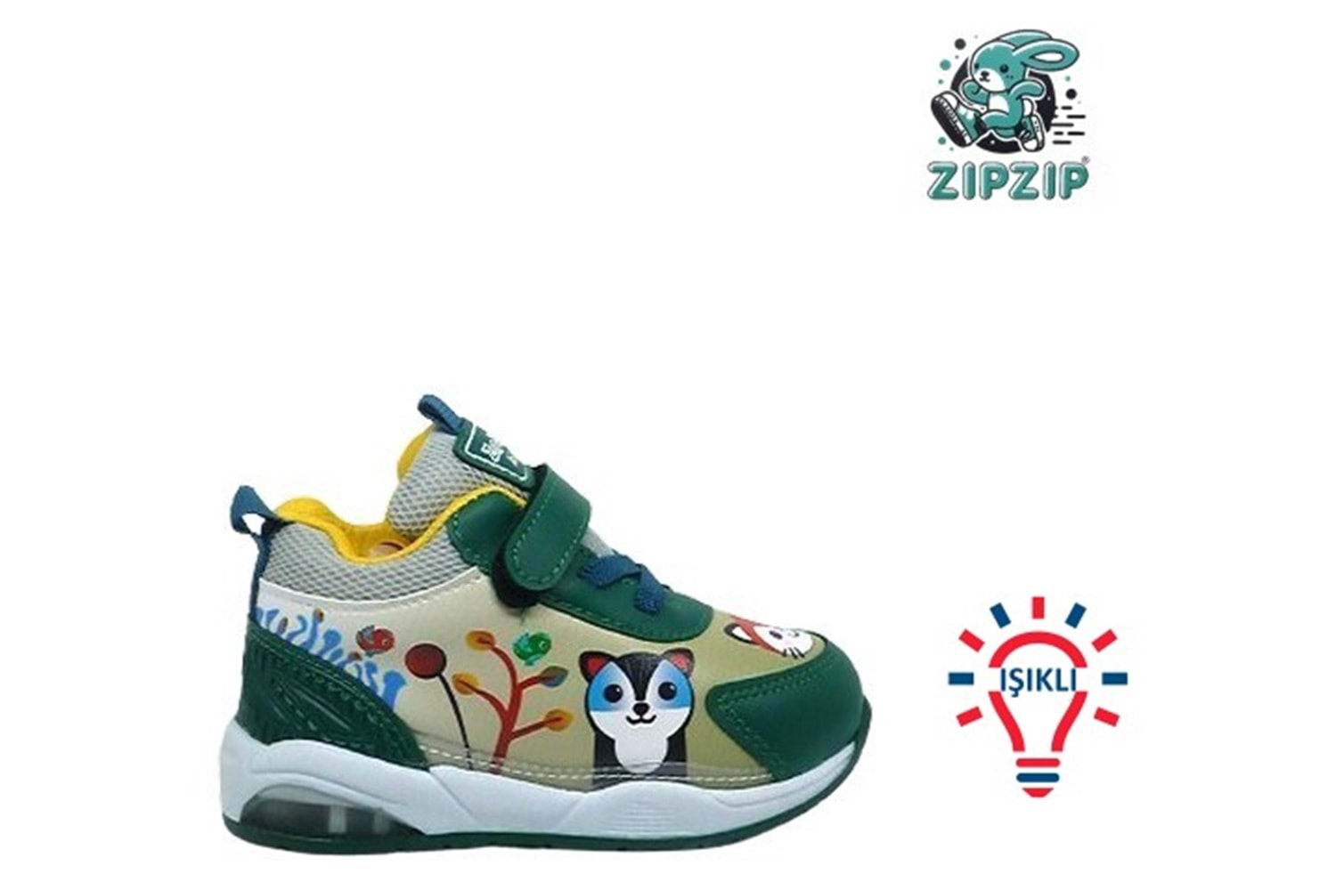 B- ZIPZIP SPOR IŞIKLI - 055 - CİLT / PETROL-YEŞİL-BUZ